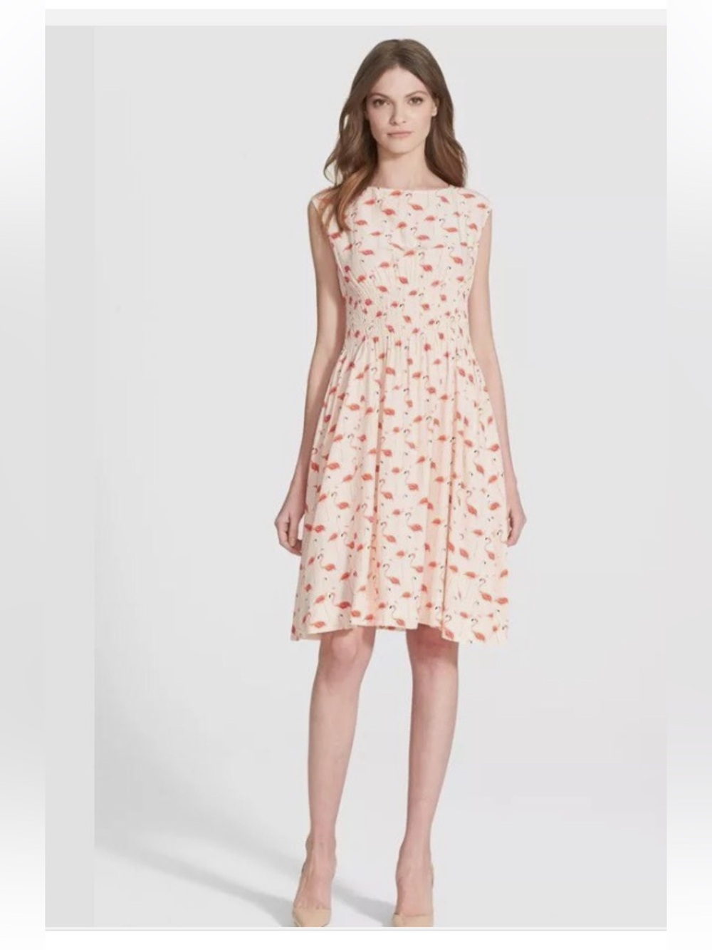 kate spade Cream and Coral Floral Fit-and-Flare Dress